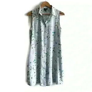 Amaryllis Women’s Pastel Light Blue Floral Button-Up Summer Dress Medium